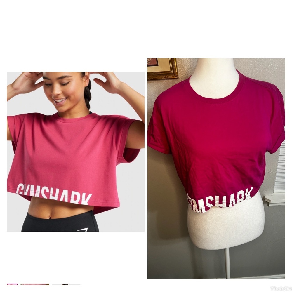 Gymshark Women's Cropped Logo Tee - Raspberry Pink medium - Picture 1 of 13